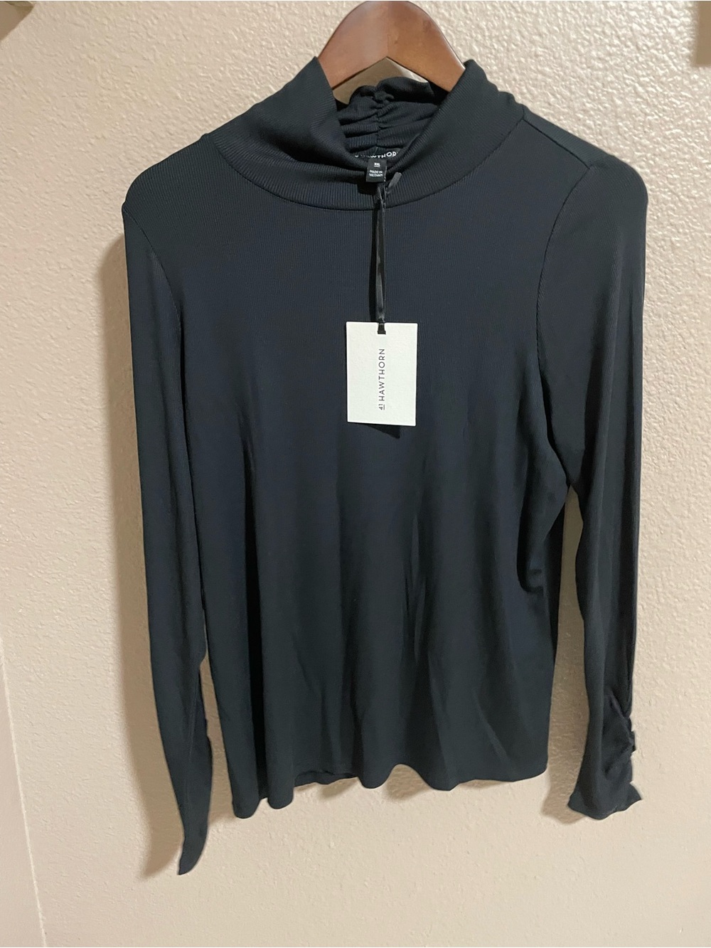 41 Hawthorn Black Long-Sleeve Mock Neck Top NWT